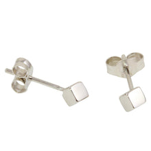 Load image into Gallery viewer, Sterling Silver Rhodium Plated Cube Shaped Stud Earrings