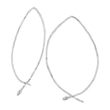 Sterling Silver Rhodium Plated Pull Through Shaped Earrings