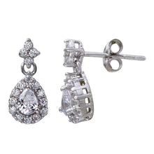 Load image into Gallery viewer, Sterling Silver Rhodium Plated Mini Teardrop Earrings With CZ Stones