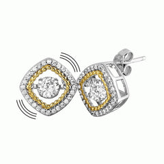 Sterling Silver Rhodium Plated Open Square Earrings With CZ