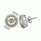 Sterling Silver Rhodium Plated And Gold Plated Open Circle Earrings With CZ
