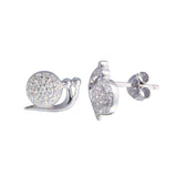 Sterling Silver Rhodium Plated Snail CZ Stud Earrings