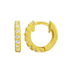 Sterling Silver Gold Plated CZ Huggie Earrings
