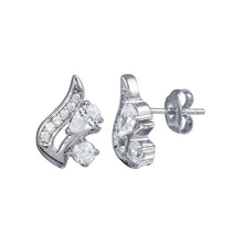 Load image into Gallery viewer, Sterling Silver Rhodium Plated Squirrel CZ Stud Earrings
