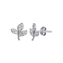 Load image into Gallery viewer, Sterling Silver Rhodium Plated CZ leaves Stud Earrings