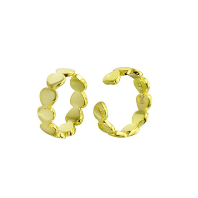 Sterling Silver Gold Plated Multi Heart Cuff Earrings
