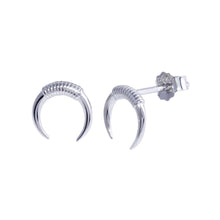 Load image into Gallery viewer, Sterling Silver Rhodium Plated Horn Stud Earrings