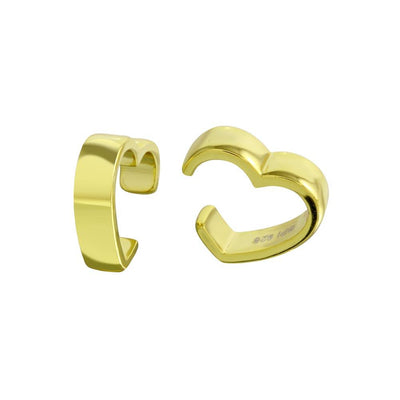 Sterling Silver Gold Plated Heart Cuff Earrings