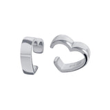 Sterling Silver Rhodium Plated Heart Cuff Earrings