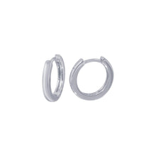 Load image into Gallery viewer, Sterling Silver Rhodium Plated Huggie Earrings