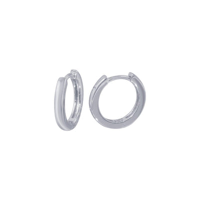 Sterling Silver Rhodium Plated Huggie Earrings