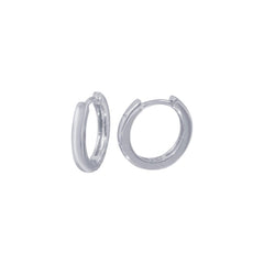 Sterling Silver Rhodium Plated Huggie Earrings
