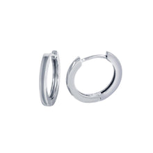 Load image into Gallery viewer, Sterling Silver Rhodium Plated Huggie Earrings