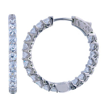 Load image into Gallery viewer, Sterling Silver Rhodium Plated Inside Out CZ Hoop Vault Lock Earrings