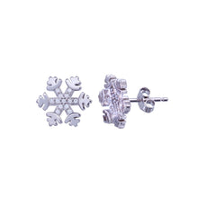 Load image into Gallery viewer, Sterling Silver Rhodium Plated CZ Snow Flakes Earrings