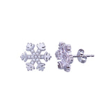 Sterling Silver Rhodium Plated CZ Snow Flakes Earrings