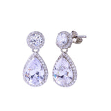 Sterling Silver Rhodium Plated Teardrop CZ Earrings