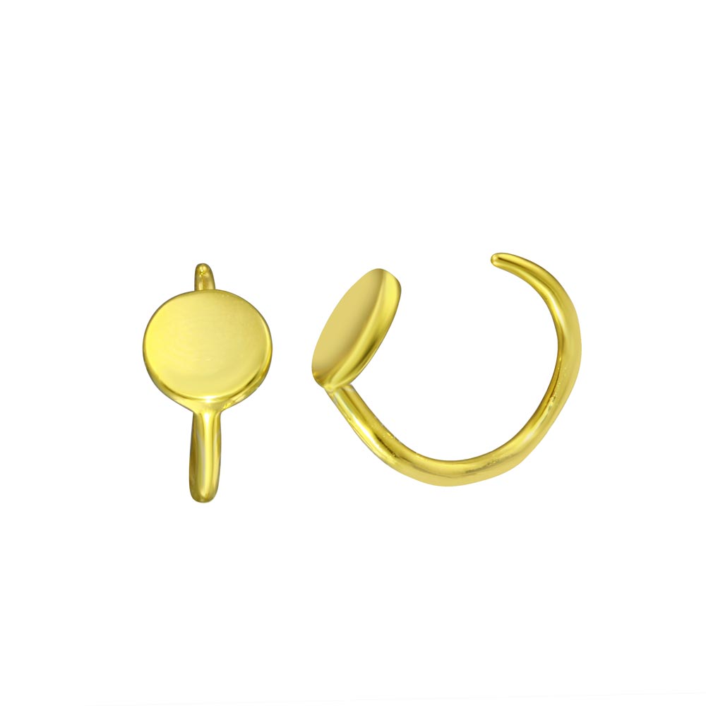 Sterling Silver Gold Plated Disc Semi-Hoop Earrings