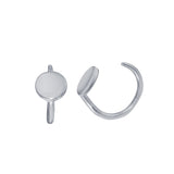 Sterling Silver Rhodium Plated Disc Semi-Hoop Earrings