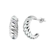 Load image into Gallery viewer, Sterling Silver Rhodium Plated Semi Hoop Braid Design Earrings