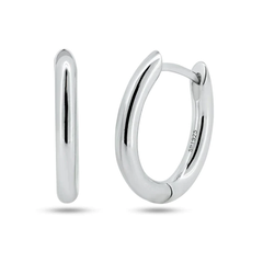 Sterling Silver Rhodium Plated Oval Hoop Earrings