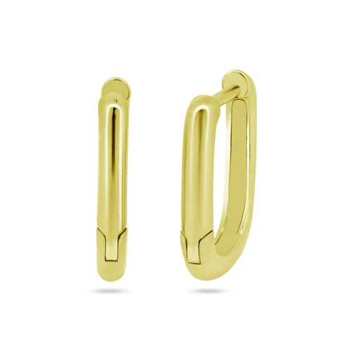Sterling Silver Gold Plated Square Oval Hoop Earrings
