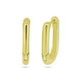 Sterling Silver Gold Plated Square Oval Hoop Earrings