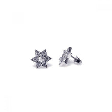 Load image into Gallery viewer, Sterling Silver Rhodium Plated Star Of David Shaped Stud Earring With CZ Stones