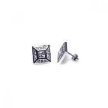 Load image into Gallery viewer, Sterling Silver Rhodium Plated Square Shaped Stud Earring With CZ Stones