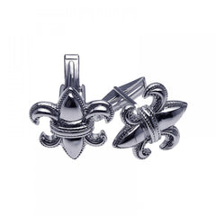 Men\'s Sterling Silver Rhodium Plated Fleur De Lis Crest Cufflinks