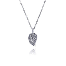 Load image into Gallery viewer, Sterling Silver Necklace with Fancy Paved Czs Leaf Pendant