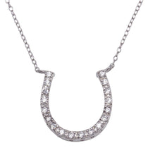 Load image into Gallery viewer, Sterling Silver Necklace with Modish Paved Czs Horseshoe PendantAnd Chain Length of 16 -18  AdjustableAnd Pendant Dimensions: 19.5MMx15.8MM