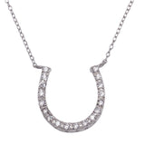 Sterling Silver Necklace with Modish Paved Czs Horseshoe PendantAnd Chain Length of 16 -18  AdjustableAnd Pendant Dimensions: 19.5MMx15.8MM