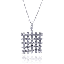 Load image into Gallery viewer, Sterling Silver Necklace with Stylish Mesh Inlaid with Clear Czs Pendant