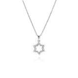 Sterling Silver Clear CZ Rhodium Plated Open Star Pendant Necklace