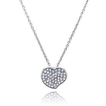 Load image into Gallery viewer, Sterling Silver Necklace with Fancy Micro Paved Small Heart Pendant