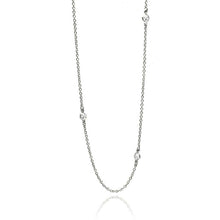 Load image into Gallery viewer, Sterling Silver 18  Classy  Necklace with Clear Cz ConnectorsAnd Stone Size: 4MM