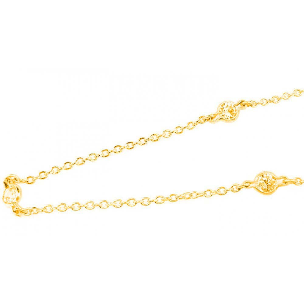 Sterling Silver Gold Rhodium Plated Three CZ Necklace