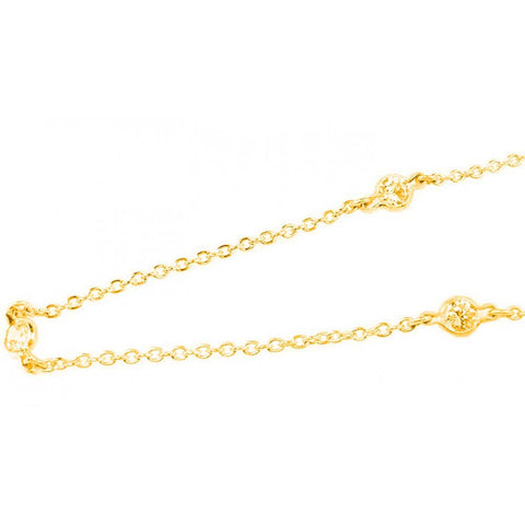 Sterling Silver Gold Rhodium Plated Three CZ Necklace