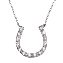 Load image into Gallery viewer, Sterling Silver Necklace with Stylish Paved Czs Horseshoe PendantAnd Chain Length of 16 -18  AdjustableAnd Pendant Dimenions: 21.7MMx18.2MM