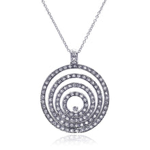 Load image into Gallery viewer, Sterling Silver Clear CZ Rhodium Plated Multi Circle Pendant Necklace