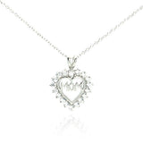 Sterling Silver Clear CZ Rhodium Plated Mom Heart Pendant Necklace���������