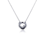 Sterling Silver Necklace with Glass Round Pendant Inlaid with Clear Czs on Bezel SettingAnd Chain Length of 16 -18  AdjustableAnd Pendant Diameter: 13MM