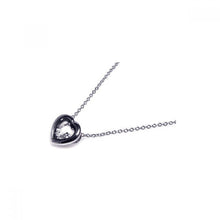 Load image into Gallery viewer, Sterling Silver Necklace with Fancy Two-Toned Heart with Clear Czs Pendant
