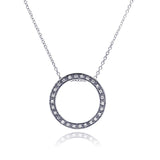 Sterling Silver Necklace with Modish Paved Czs Open Circle Pendant