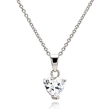 Load image into Gallery viewer, Nickel Free Rhodium Plated Sterling Silver Stylish Clear Heart CZ Necklace