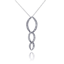 Load image into Gallery viewer, Sterling Silver Clear CZ Rhodium Plated Oval Link PendantNecklace