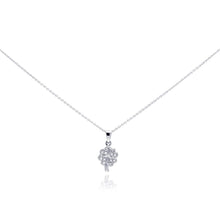 Load image into Gallery viewer, Sterling Silver Necklace with Fancy Paved Czs Clover Pendant