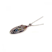 Load image into Gallery viewer, Sterling Silver Necklace with Stylish Family Tree Inlaid with Multi-Colored Czs Pendant