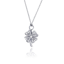 Load image into Gallery viewer, Sterling Silver Necklace with Trendy Clover Flower Inlaid with Clear Czs Pendant